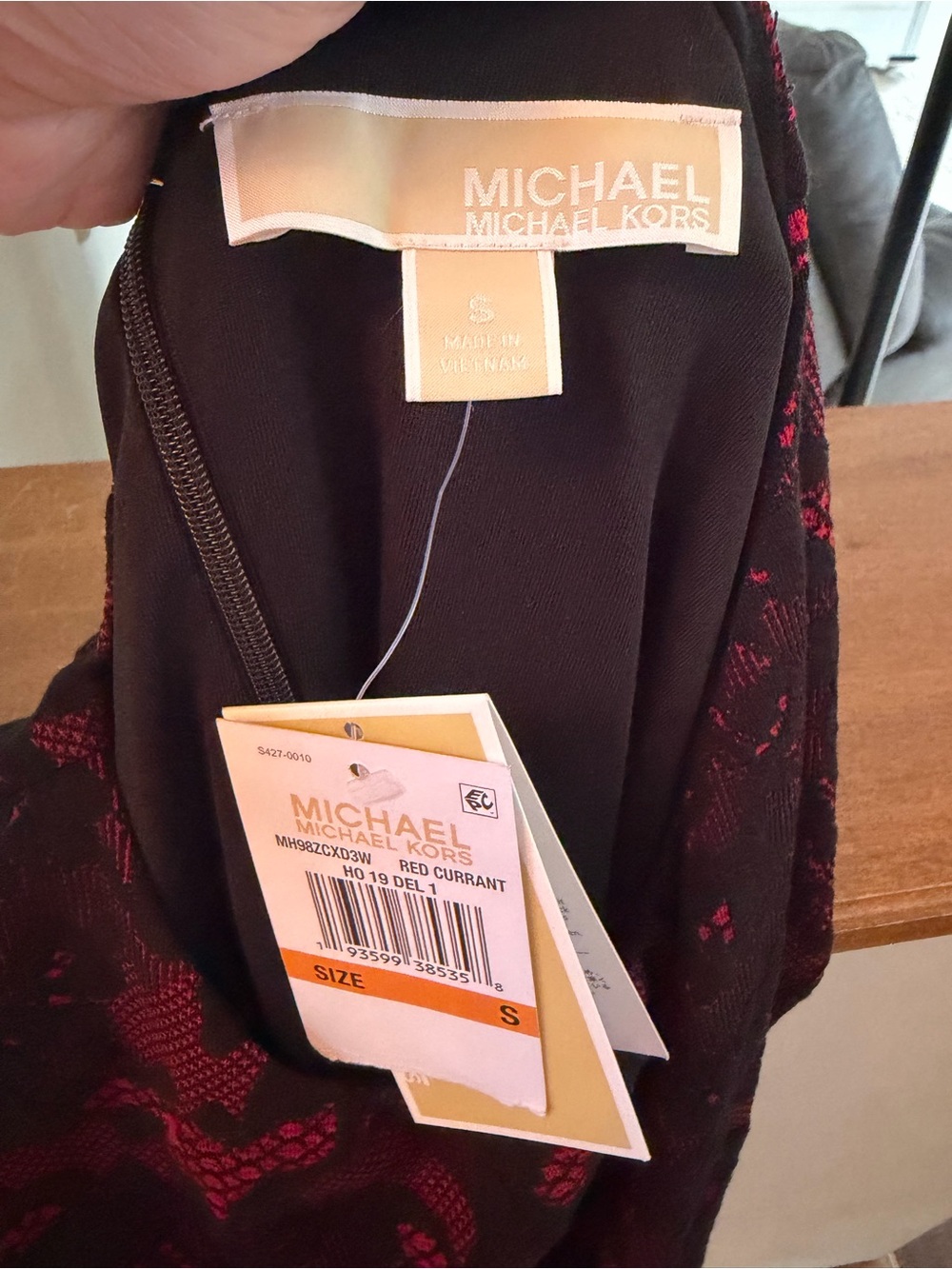 Michael Michael Kors Red Currant Lace Ruched Dress – Size Small – NWT - Picture 7 of 7
